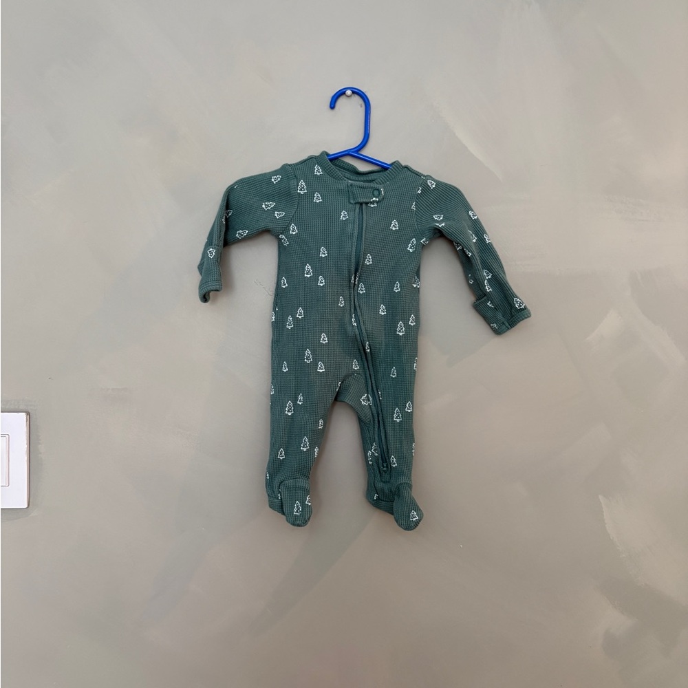Cozy Forest Green Baby Footie